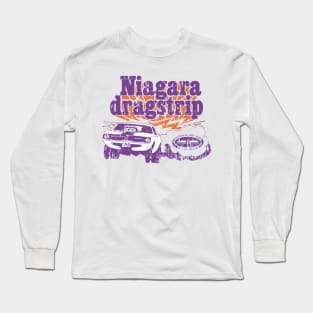 Vintage Niagara Dragstrip - Distressed burnout look - Purple print Long Sleeve T-Shirt